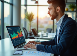 ROI marketing : définition, calcul et importance pour une stratégie efficace Professionnel analyse données marketing sur un ordinateur