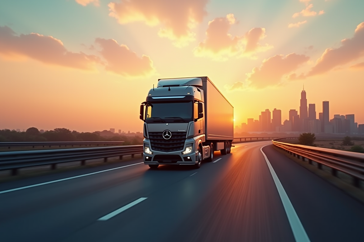 Camion de fret sur l