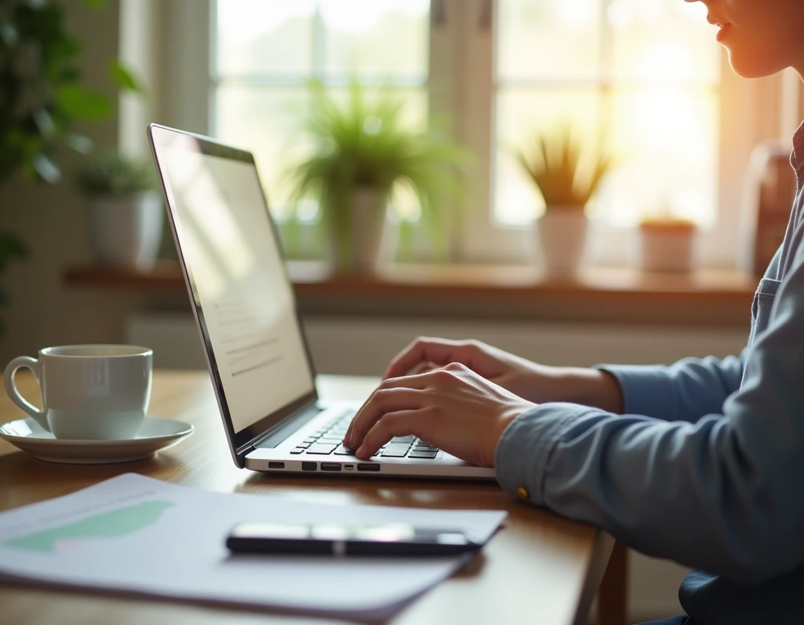 Créateur d'entreprise devant son ordinateur à son bureau