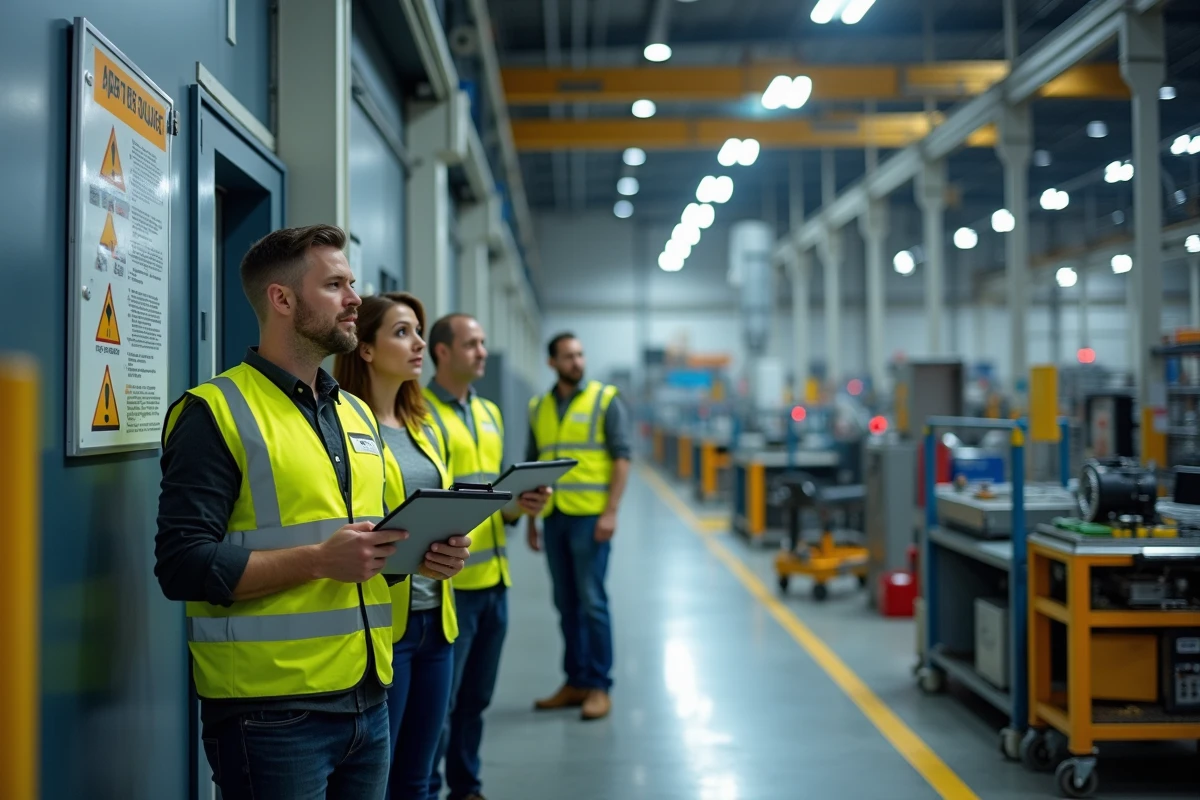 Délégués du personnel CSE en visite d'inspection sur le site de production Dassault