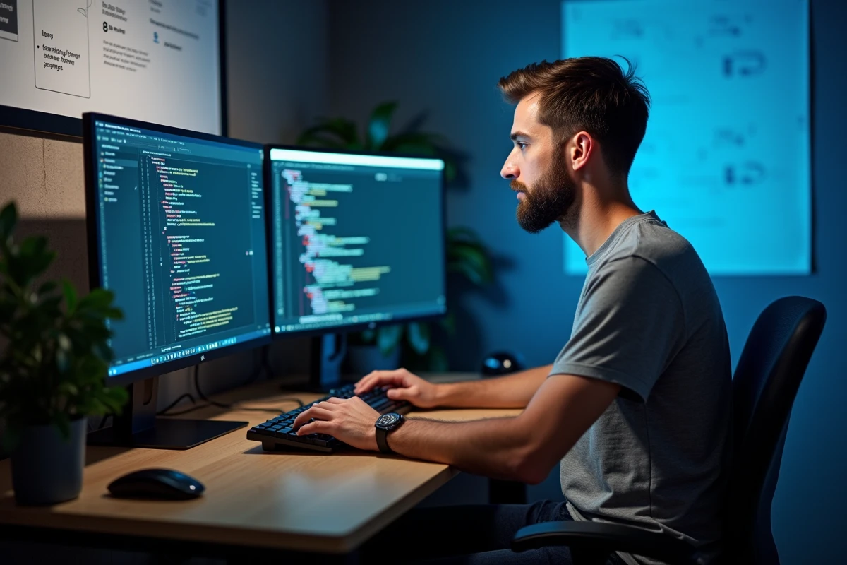 Développeur web d'une agence digitale à Montpellier travaillant sur du code HTML et CSS pour un site web responsive sur mesure