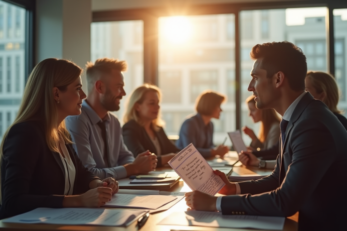 Environnement de bureau professionnel avec un groupe diversifié