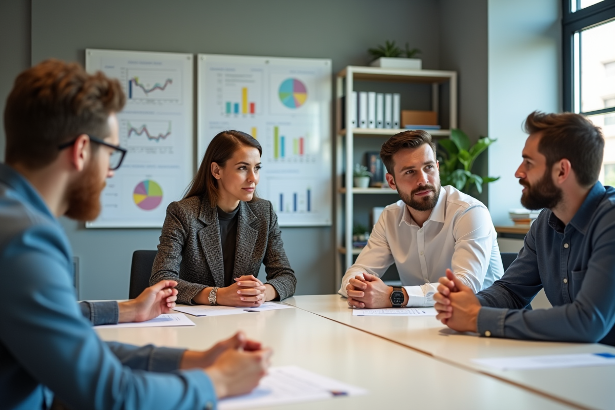 Groupe de professionnels en réunion collaborative RME