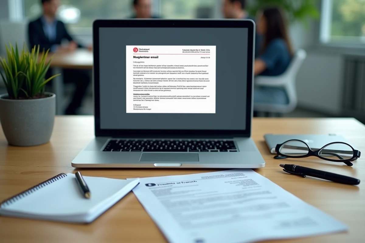 Comparaison entre un faux email d'arnaque fiscale et un courrier officiel des impôts sur un bureau