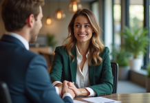 Nouveaux clients : les stratégies efficaces pour les attirer facilement Jeune femme d'affaires serrant la main d'un client dans un bureau moderne