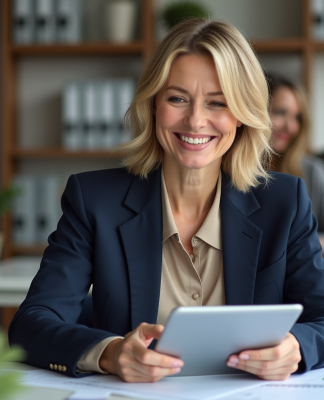 Conseils pour réussir en B2B : optimisez votre stratégie commerciale Femme d'affaires souriante en réunion de stratégie