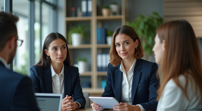 Mesures marketing : stratégies efficaces pour optimiser votre croissance Businesswoman en présentation de données marketing en réunion