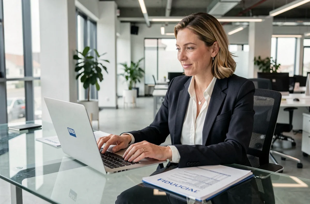 Experte-comptable de Fiducial Expertise à La Roche-sur-Yon travaillant sur des bilans comptables au bureau