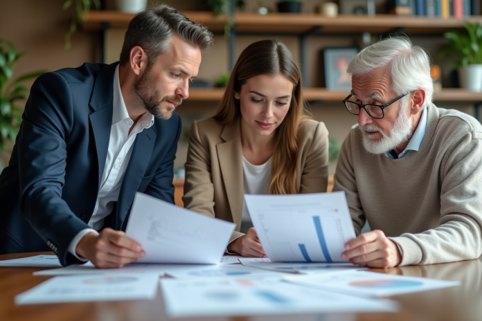 Groupe de professionnels discutant autour d'une table de réunion