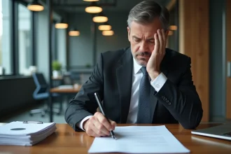 Homme d'affaires en réunion de contrat en bureau