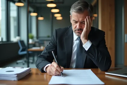 Homme d'affaires en réunion de contrat en bureau