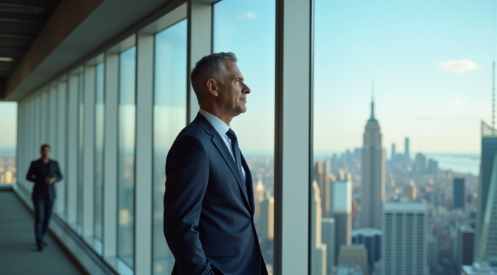 Concurrent d’Elon Musk : qui rivalise avec l’entrepreneur visionnaire ? Homme d'affaires confiant regardant la ville