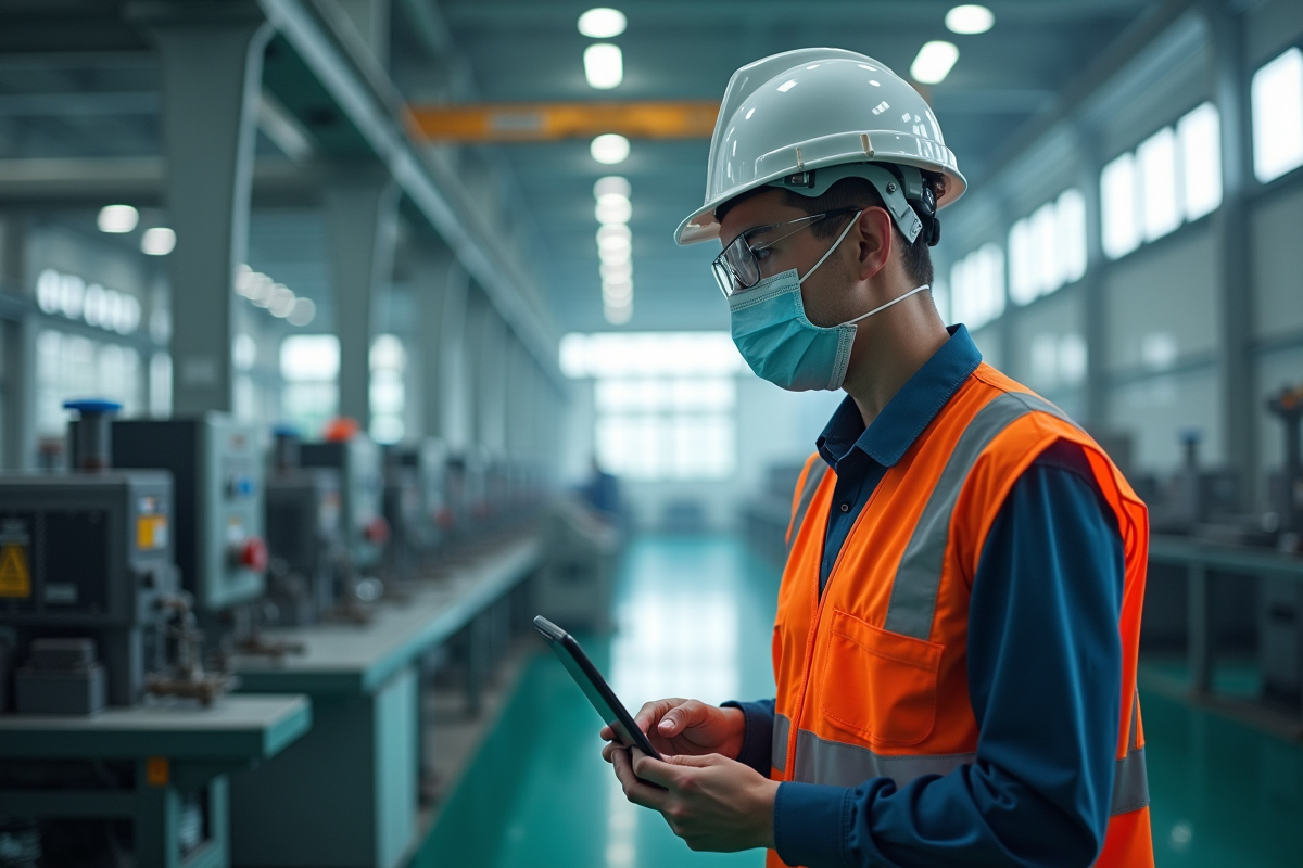 Inspecteur en sécurité dans une usine moderne