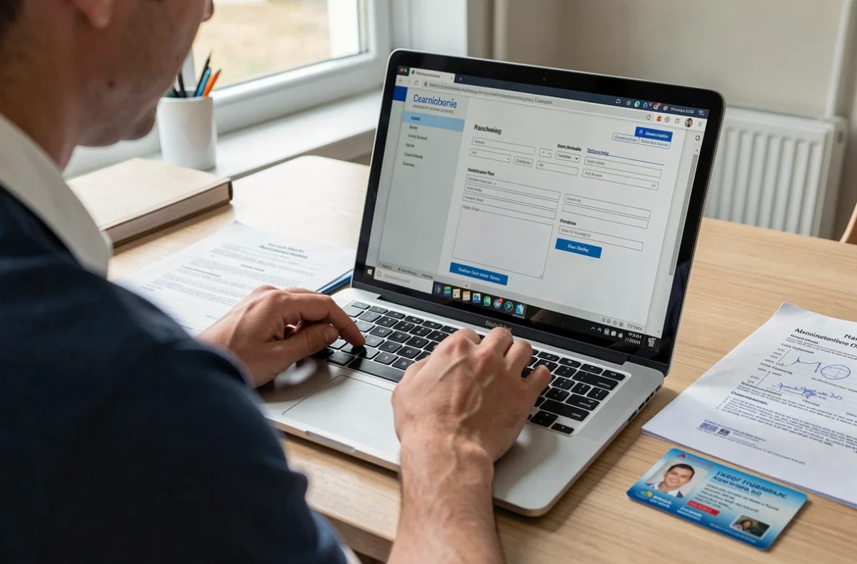 Remplissage d'un formulaire administratif en ligne sur ordinateur