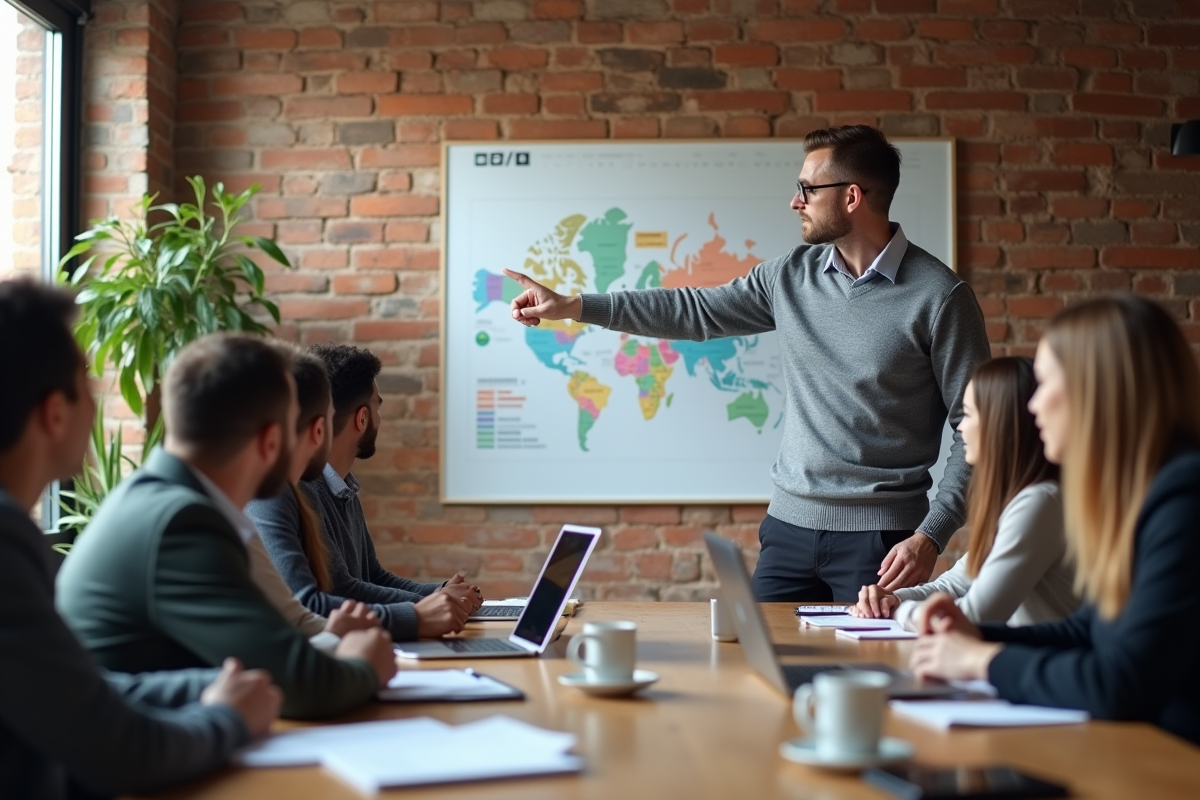 Groupe de collègues discutant autour d