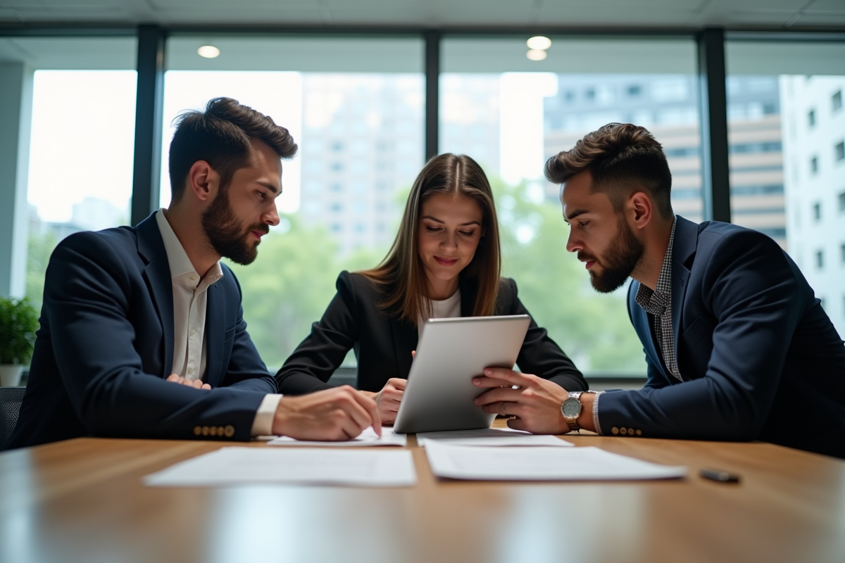 Groupe de jeunes professionnels collaborant autour d